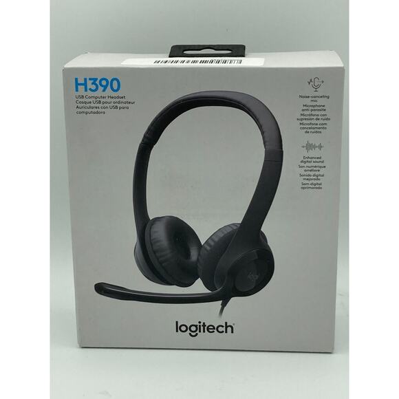 Logitech H390 Over-Head Comfort USB Headphones Noise-Canceling Microphone - NEW - Picture 2 of 7